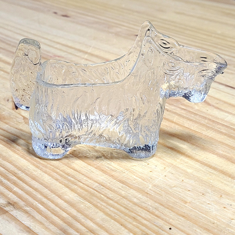 L.E. Smith Clear Glass Scotty Dog Creamer Vintage Pressed Glass Figurine Dish